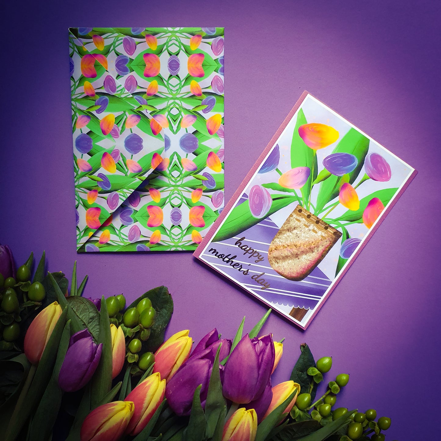 Folded card and matching envelope