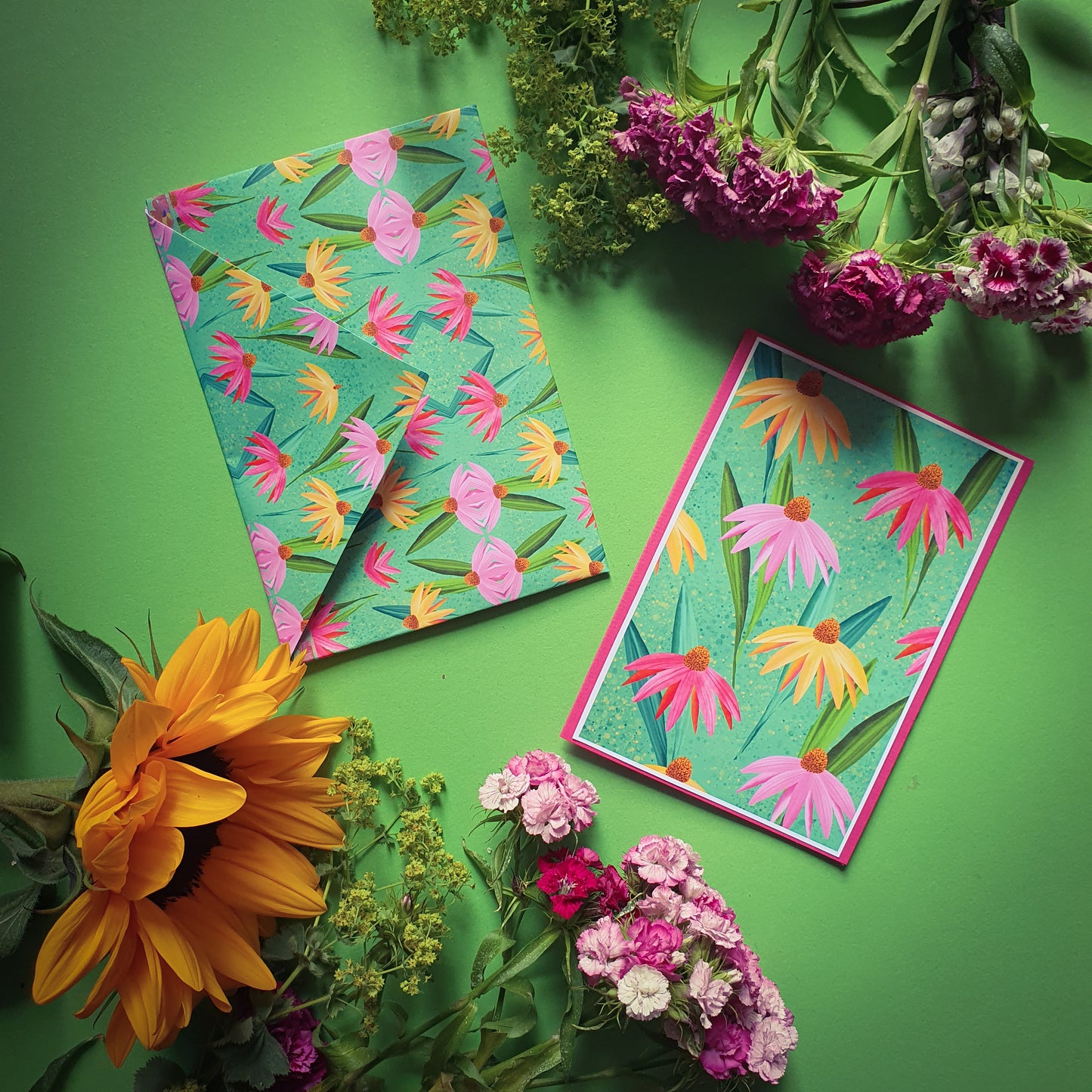 Folded card and matching envelope