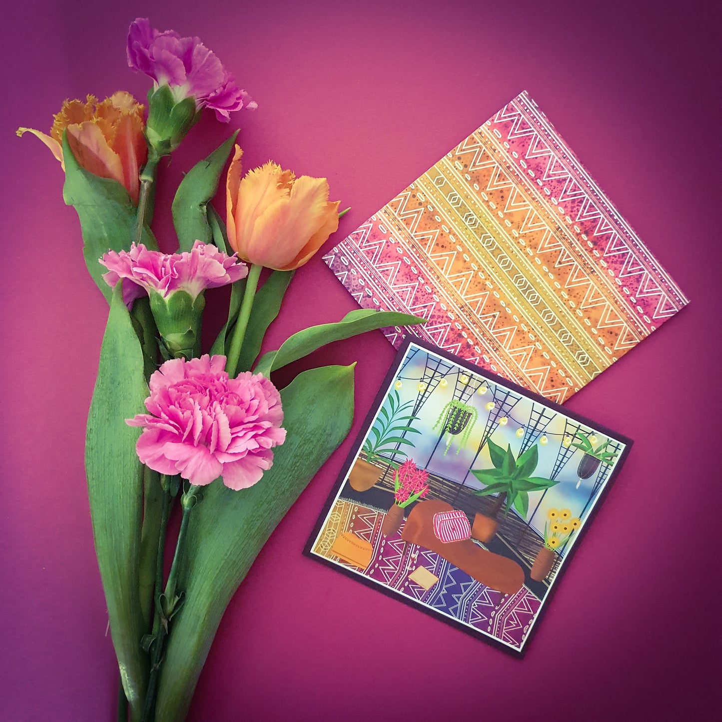 Folded card and matching envelope