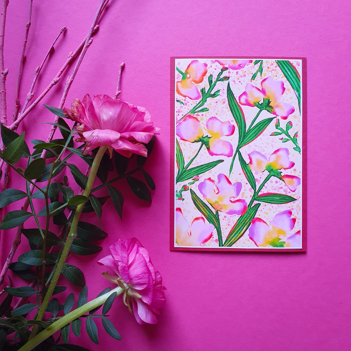 folded card and matching envelope