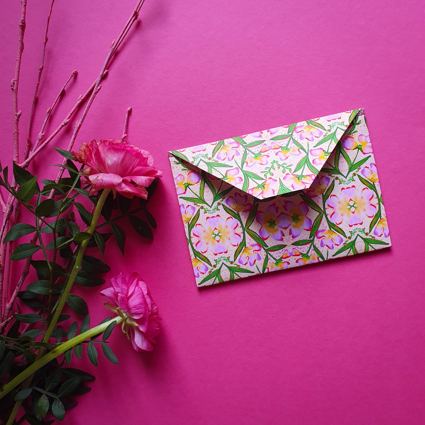 folded card and matching envelope