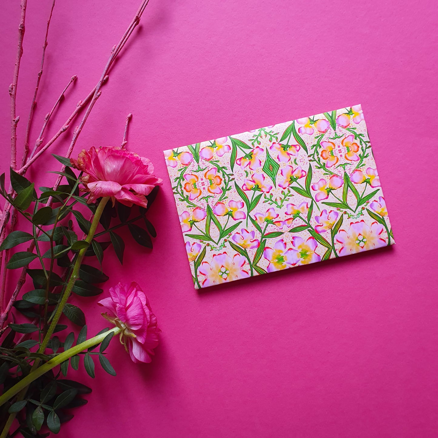 folded card and matching envelope