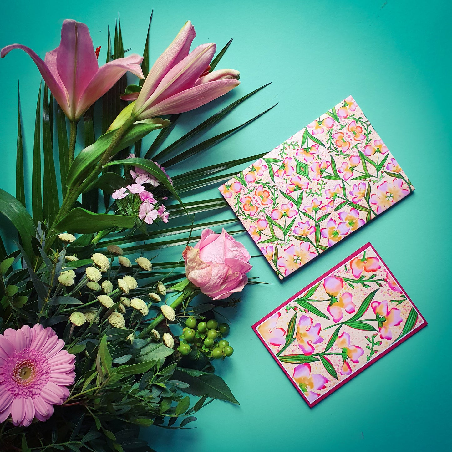 folded card and matching envelope