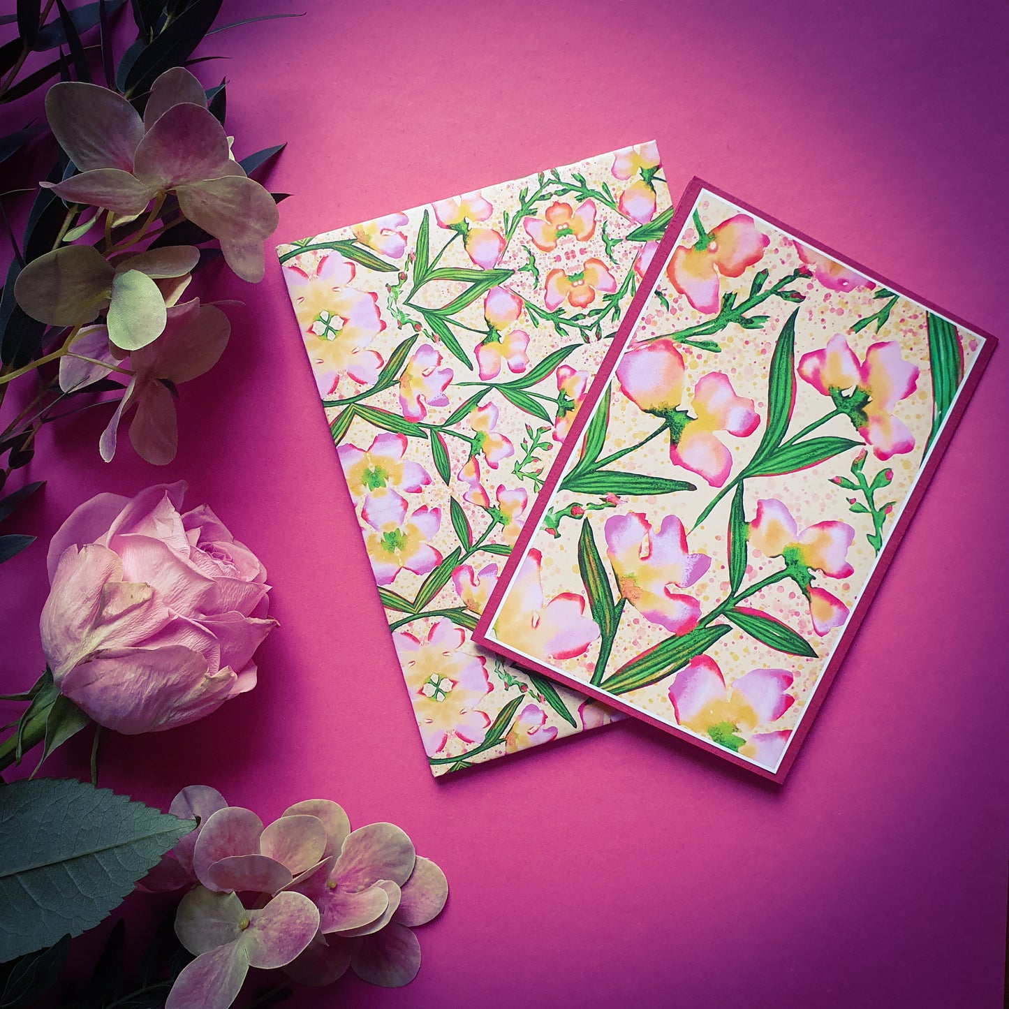 folded card and matching envelope