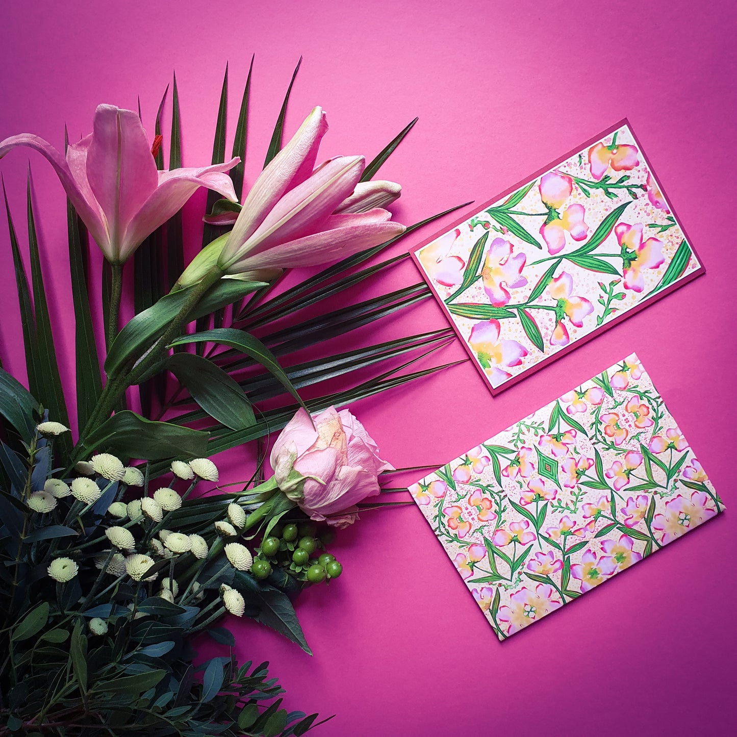 folded card and matching envelope