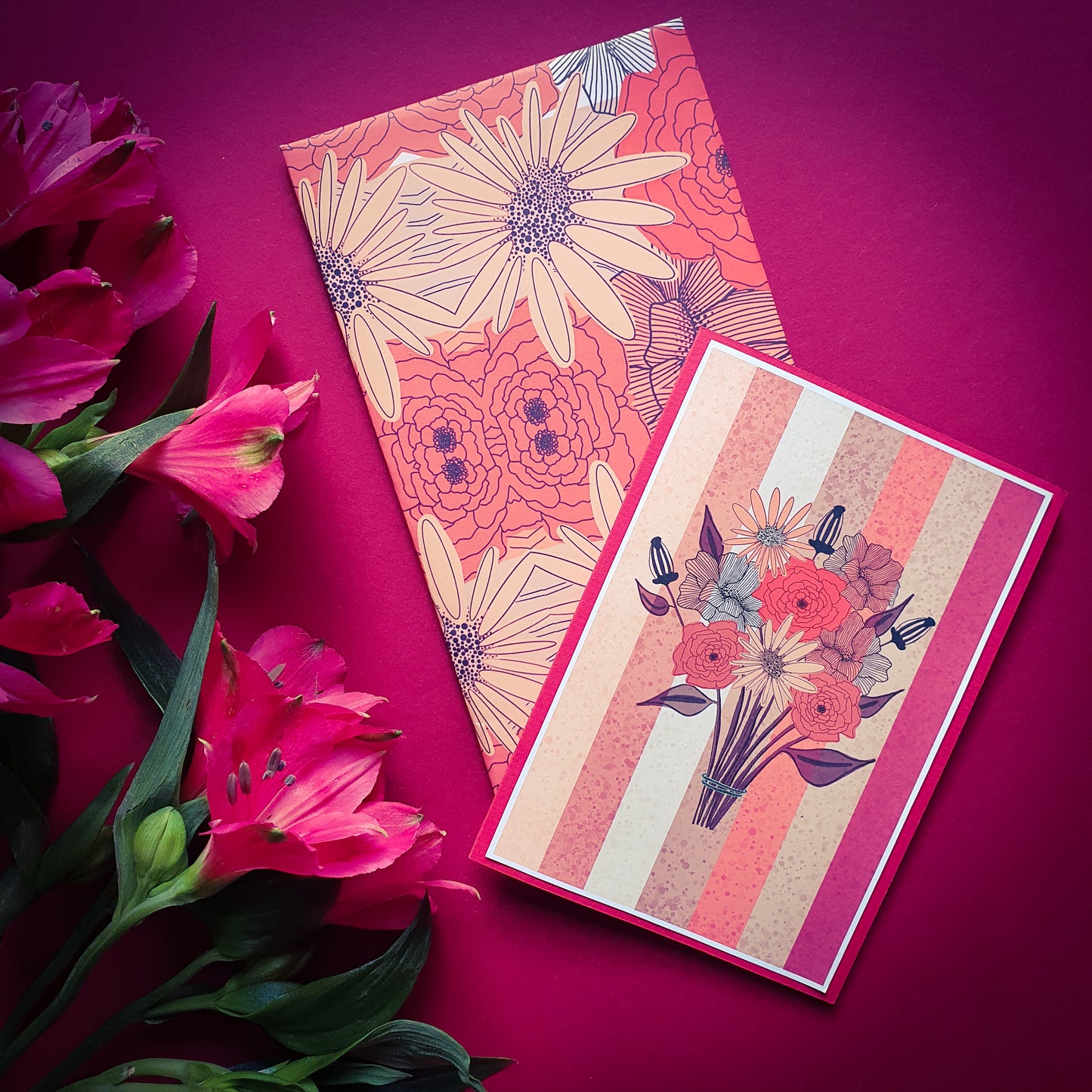 Folded card and matching envelope